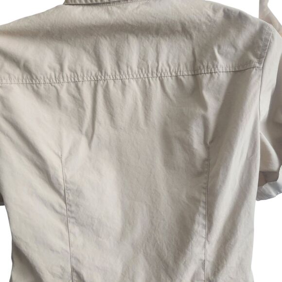 J Crew VTG Utility Shirt Dress-Tan-Side & Chest Pockets-Roll Tab Sleeves-Y2K-10 - Picture 7 of 11